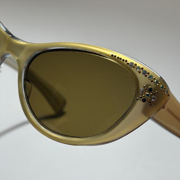 Vintage 50s 60s Cat Eye Sunglasses Made in France Gold Rhinestones Embellished